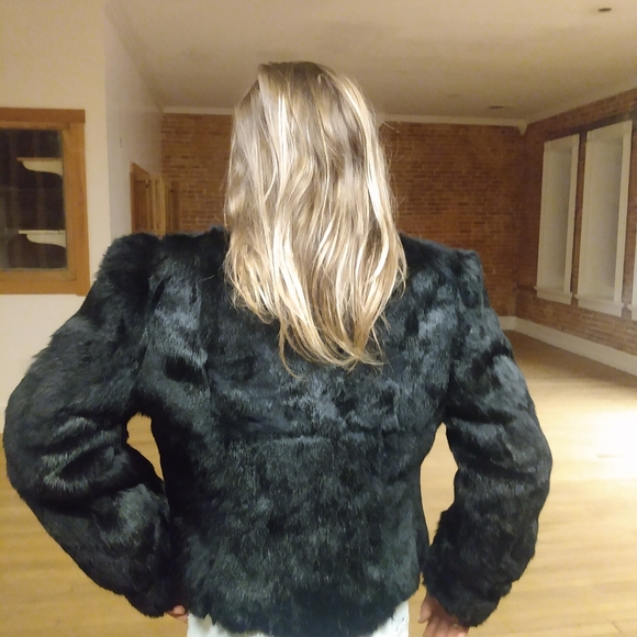 💯 rabbit fur black rabbit coat - Picture 2 of 13